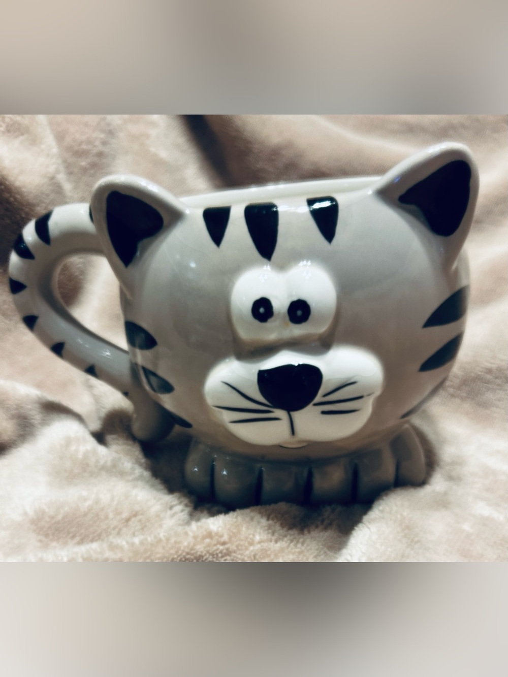 Tabby Cat 3D Mug Grey Black P & S Co 16oz Crazy Cat.